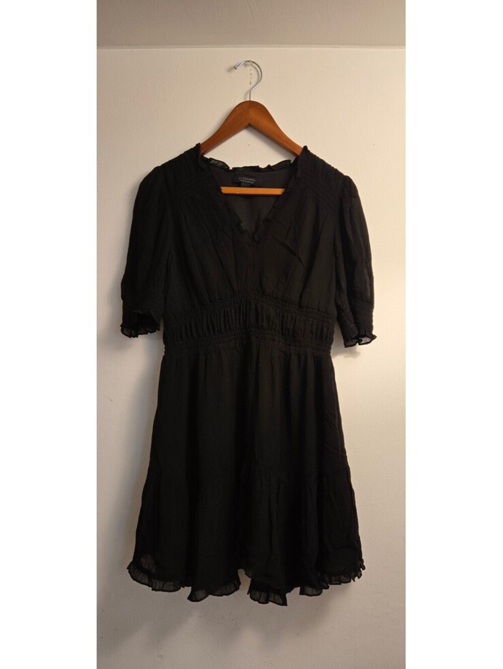 ALLSAINTS Via Ruffle Mini Dress (6) - Picture 2 of 5